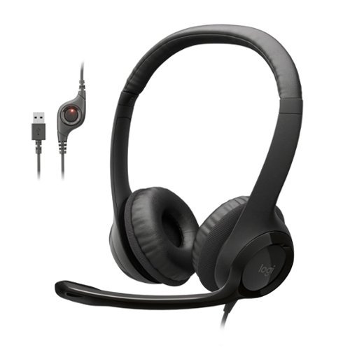 Logitech - H390 Wired USB-A On-Ear Stereo Headphones with Noise Canceling Microphone - Black