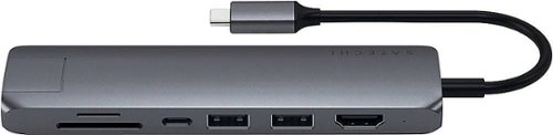 Satechi - Slim Multiport USB-C Hub - Ethernet, 4K HDMI, 60W USB-C PD Charging, 2 USB-A, SD/Micro Card Readers for Mac & Windows - Space Gray