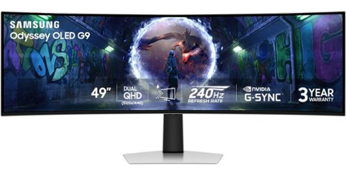 Samsung - 49" Odyssey OLED G9 (G93SD) Dual-QHD 240Hz 0.03ms G-Sync Compatible Curved Glare Free Gaming Monitor - Silver