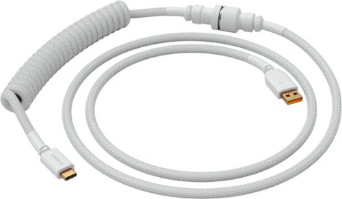 Glorious - Coiled USB-C Artisan Braided Keyboard Cable for Mechanical Gaming Keyboards - Ghost White