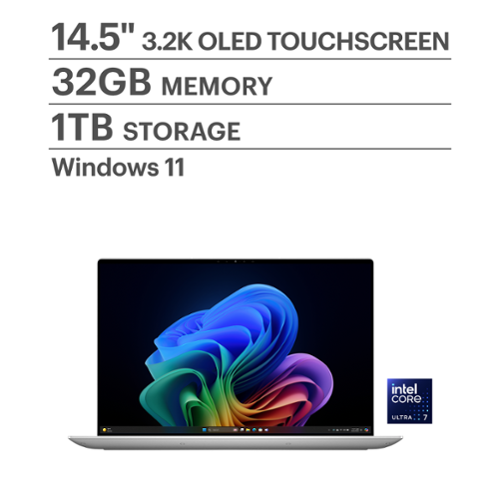 Dell - Premium - 14" 3.2K OLED Touchsceen Laptop - Intel Core Ultra 7 255H 2025 - 32GB Memory - 1TB Storage - Platinum