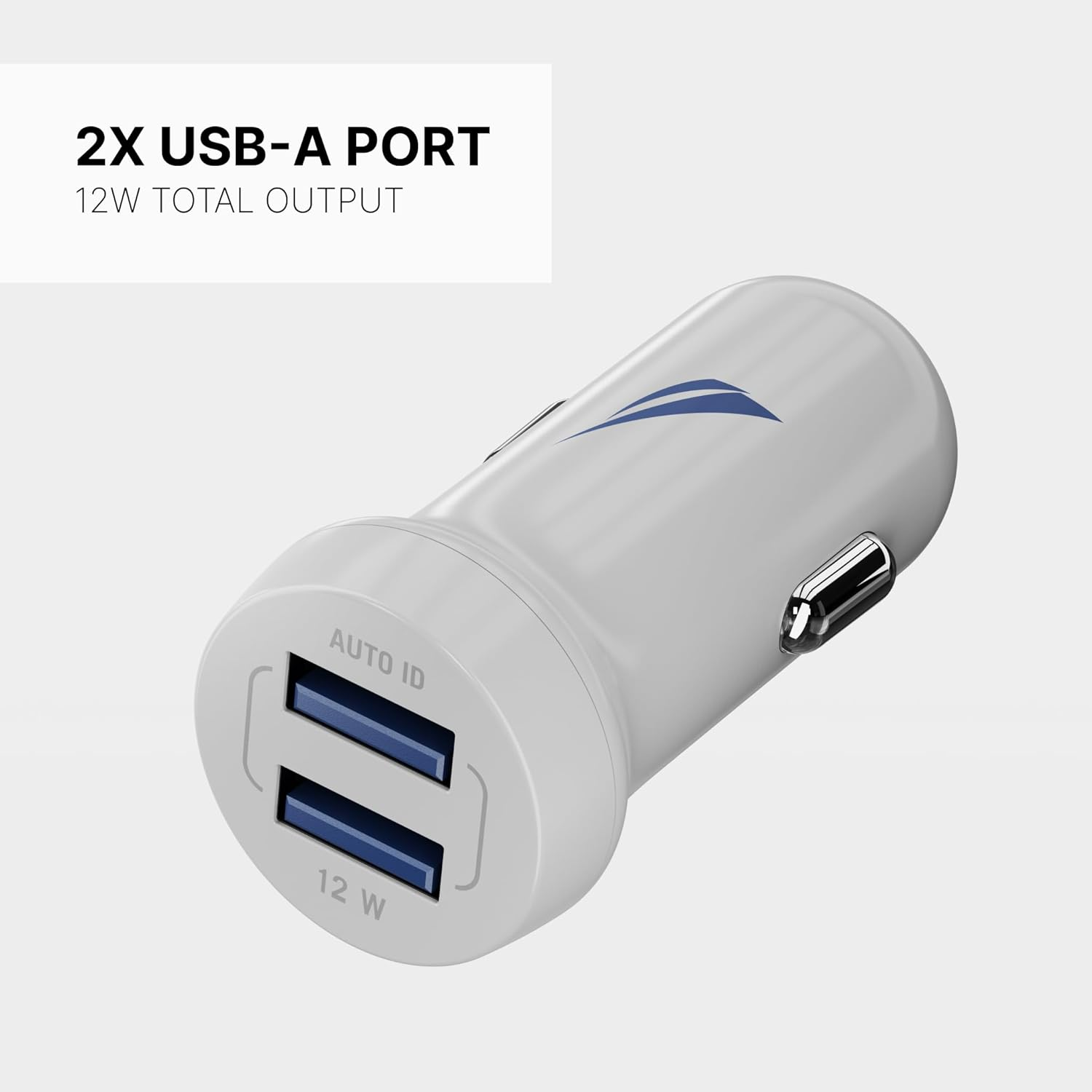 Nautica Dual Port Car Charger, 12W Output, 2X USB-A Port, Quick Charge, Compatible with Iphone, Android Phones, Tablets, Powerbanks (White) - Image 2