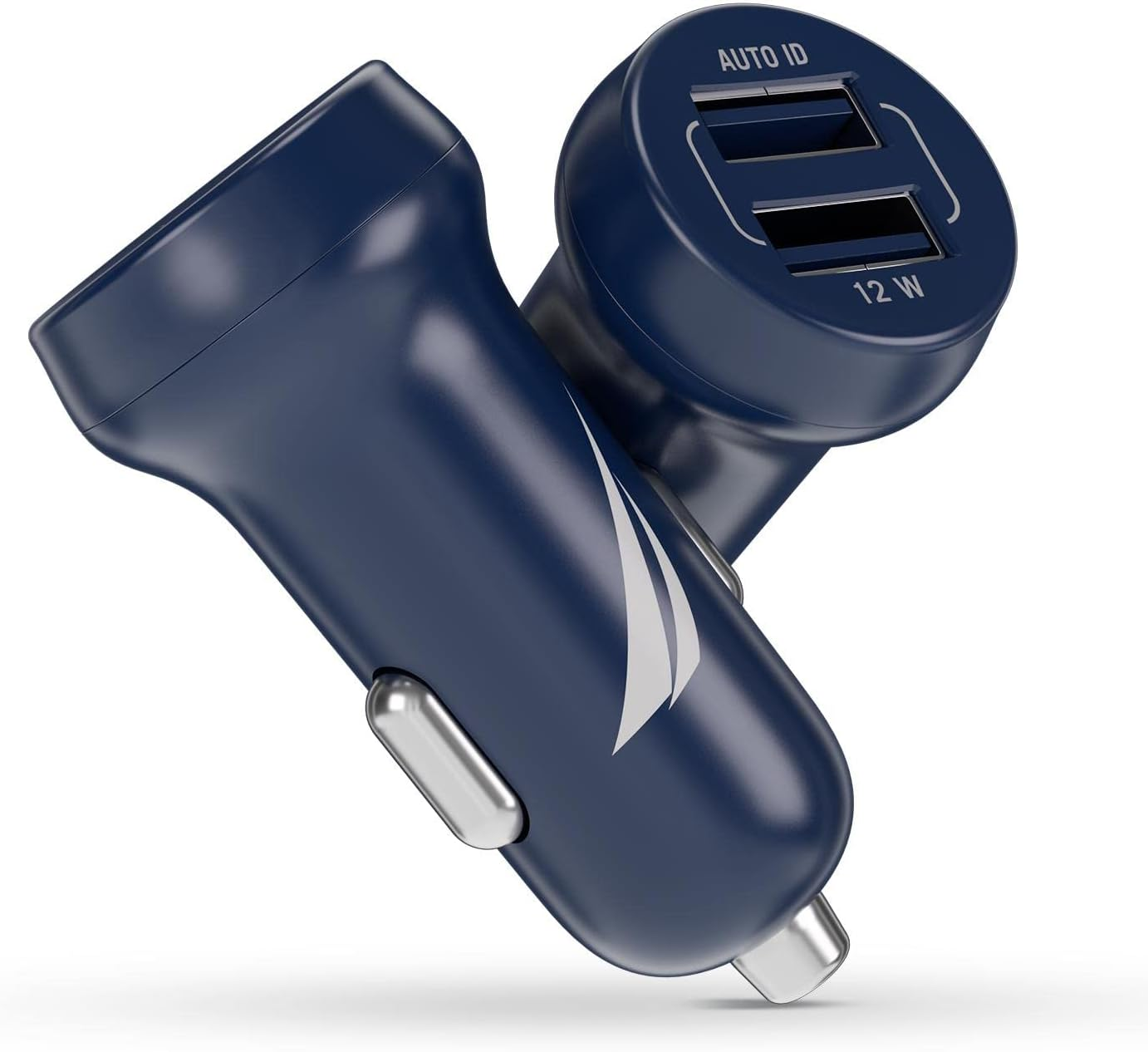 Nautica Dual Port Car Charger, 12W Output, 2X USB-A Port, Quick Charge, Compatible with Iphone, Android Phones, Tablets, Powerbanks (Navy)